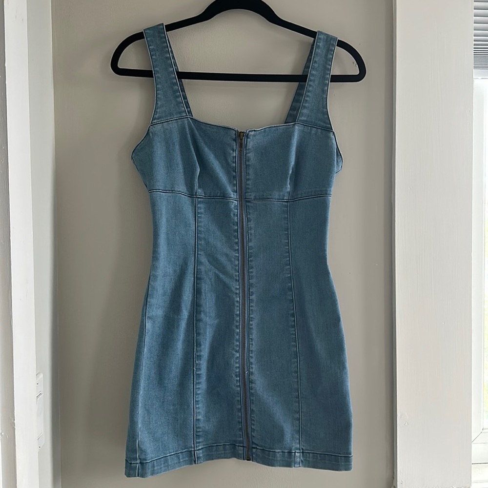 MP | D denim zip up mini dress